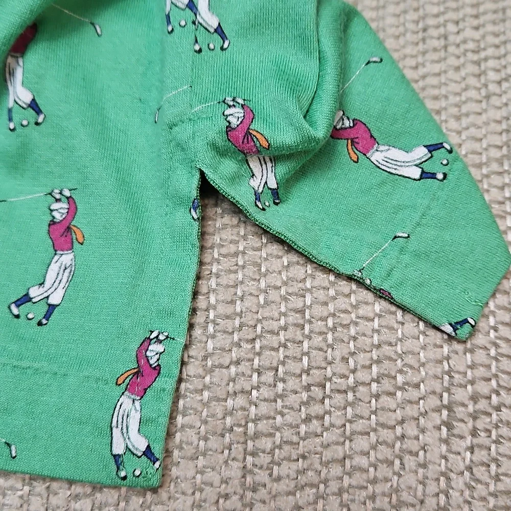 Vintage Polo Ralph Lauren Men's Polo Shirt All-Over Golfer Print Medium Green